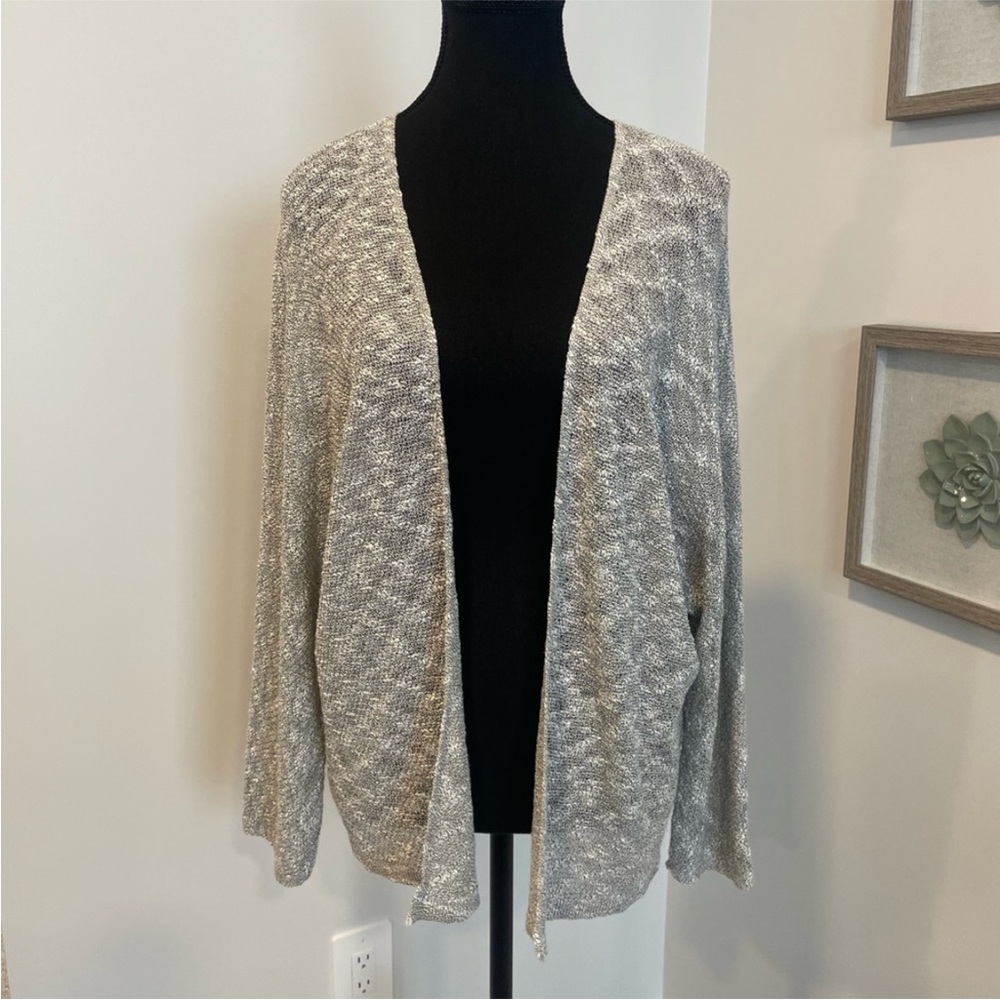Sadie & Sage Black & White Open-Front Knit Cardigan EUC
